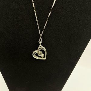 BRIGHTON “Infinity Sparkle” hear necklace, silver, clear rhinestones